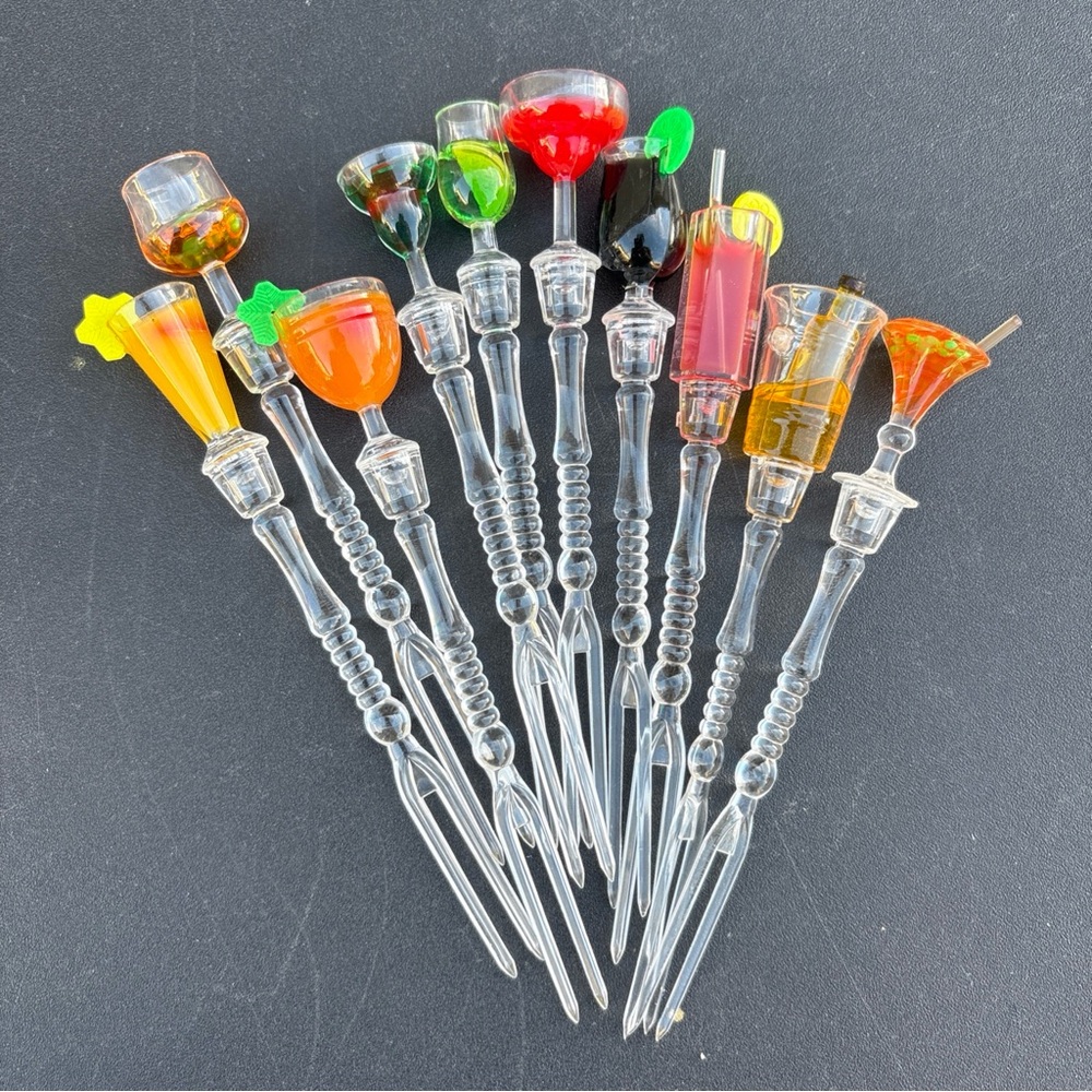 Vintage Pier 1 Imports Appetizer Cocktail Picks Plastic Set of 10 NOS